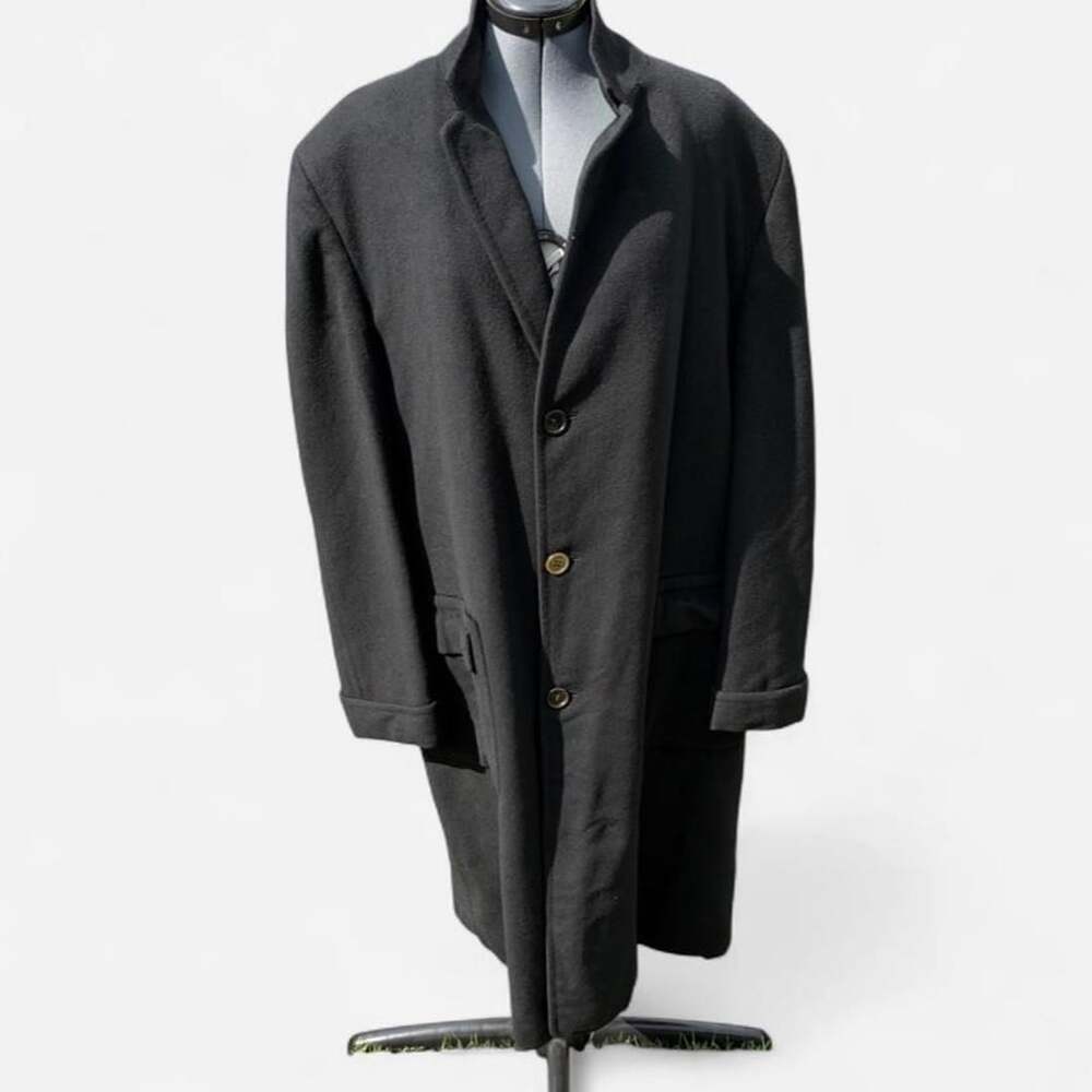 Vintage Cashmere Overcoat Men’s XL 44R Black Old Money 90s Coat